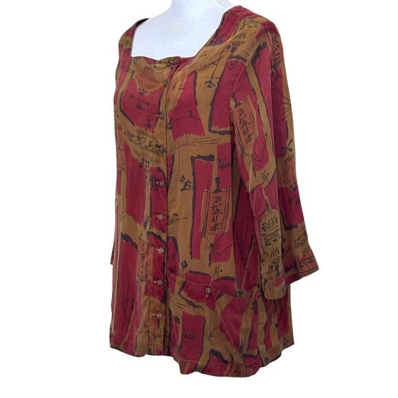 Tianello MacKenzie silky top, brown/red, medium, bohemian, silky, artisan - Picture 2 of 5
